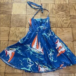 Retro style American Living Blue Sailboat Halter Sundress